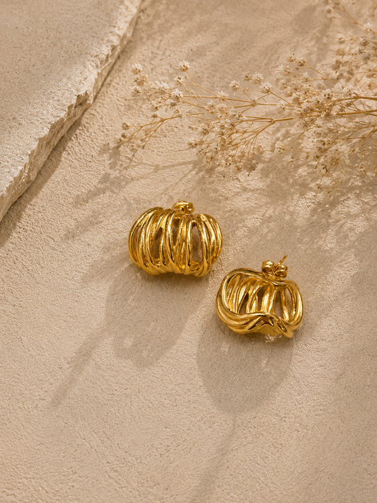 Interlace Gold Hoop Earrings 18K Gold Plated Stainless Steel