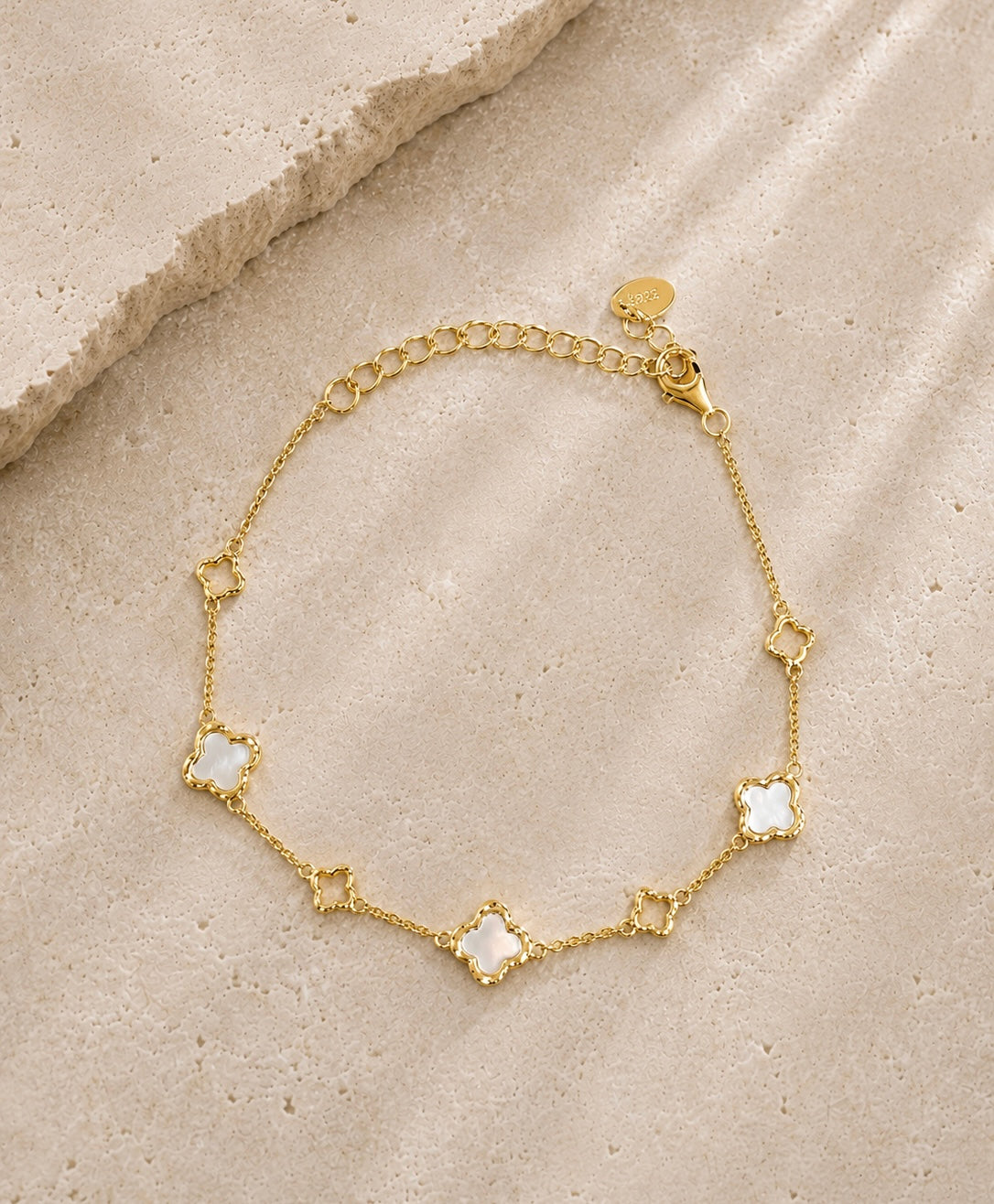 Pearl Clover 14k Gold Plated Sliver Bracelet
