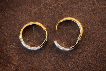 Two-Tone Classic Hoop Earrings – 18K Gold Plated Stainless Steel