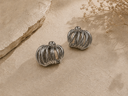 Interlace Silver Hoop Earrings Stainless Steel
