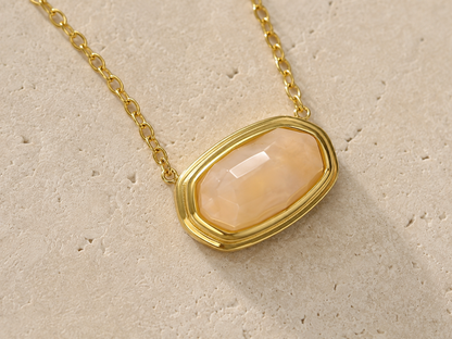 Blush Crystal Pendant Necklace 18K Gold Plated Stainless Steel