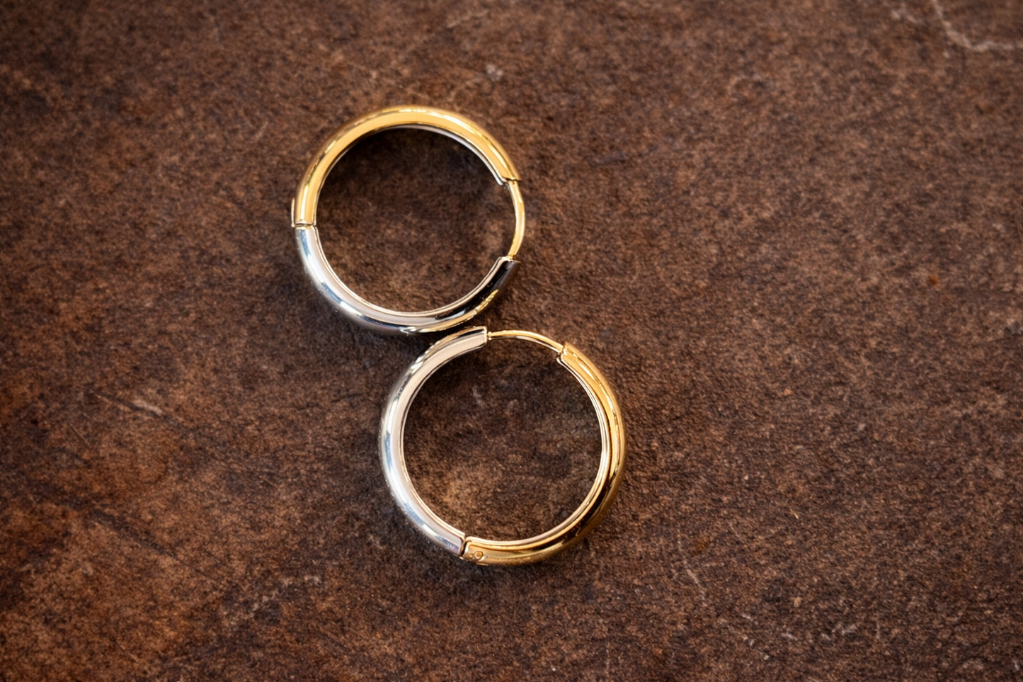 Two-Tone Classic Hoop Earrings – 18K Gold Plated Stainless Steel
