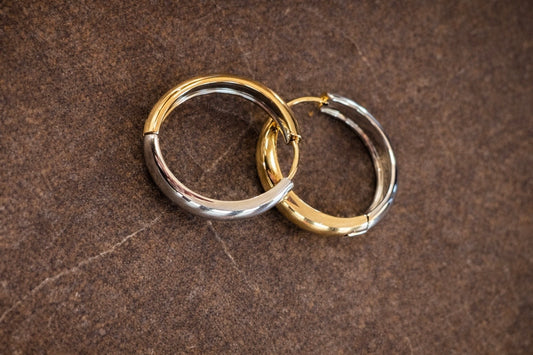 Two-Tone Classic Hoop Earrings – 18K Gold Plated Stainless Steel