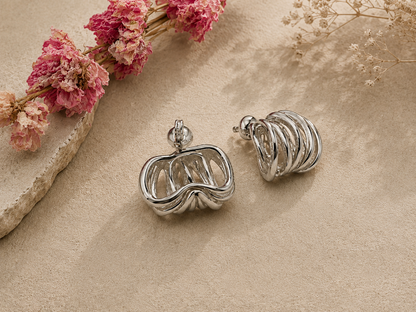 Interlace Silver Hoop Earrings Stainless Steel