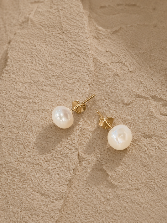 Pearl Stud 14k Gold Plated Earrings