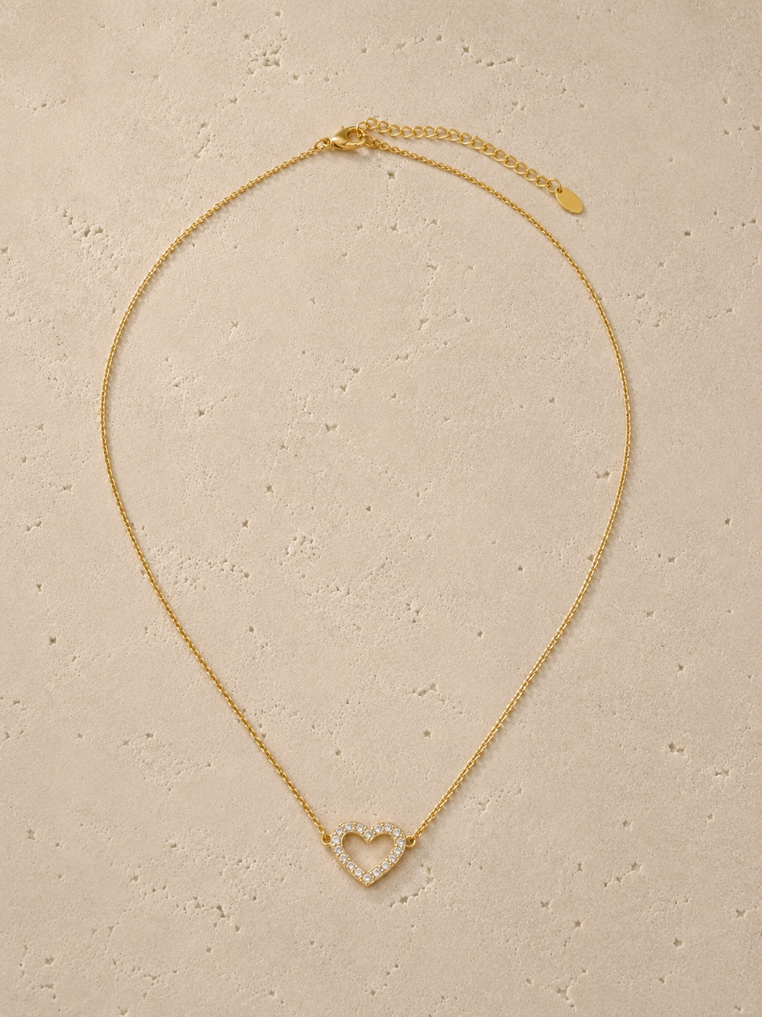 Open Heart Necklace Sterling Silver 14k Gold Plated