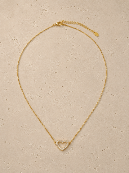 Open Heart Necklace Sterling Silver 14k Gold Plated