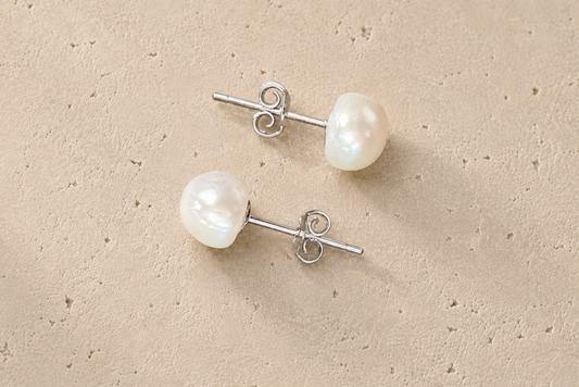 Pearl Stud Silver Earrings