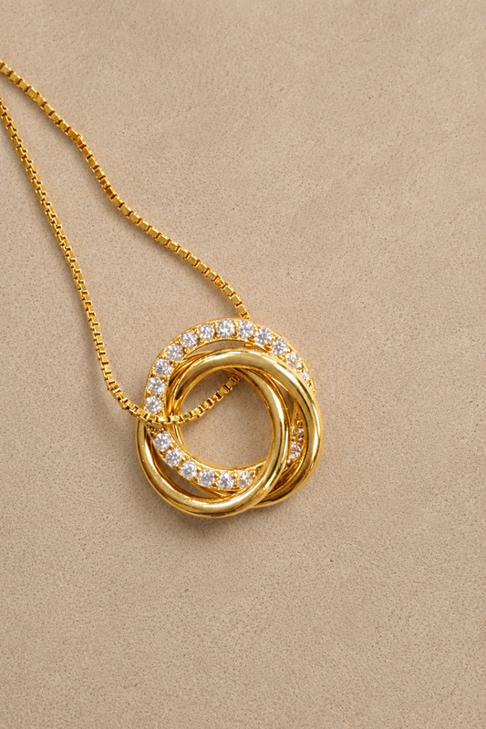 The Eternal Circles 14k Gold Plated Silver Necklace