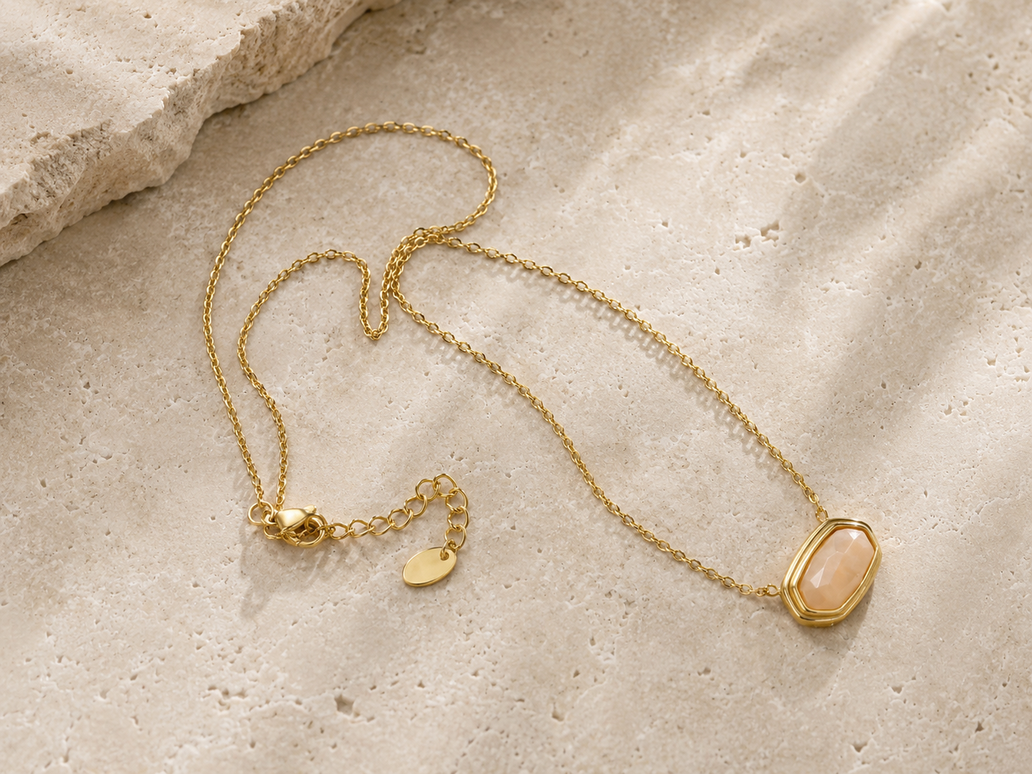 Blush Crystal Pendant Necklace 18K Gold Plated Stainless Steel