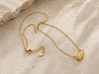 Blush Crystal Pendant Necklace 18K Gold Plated Stainless Steel