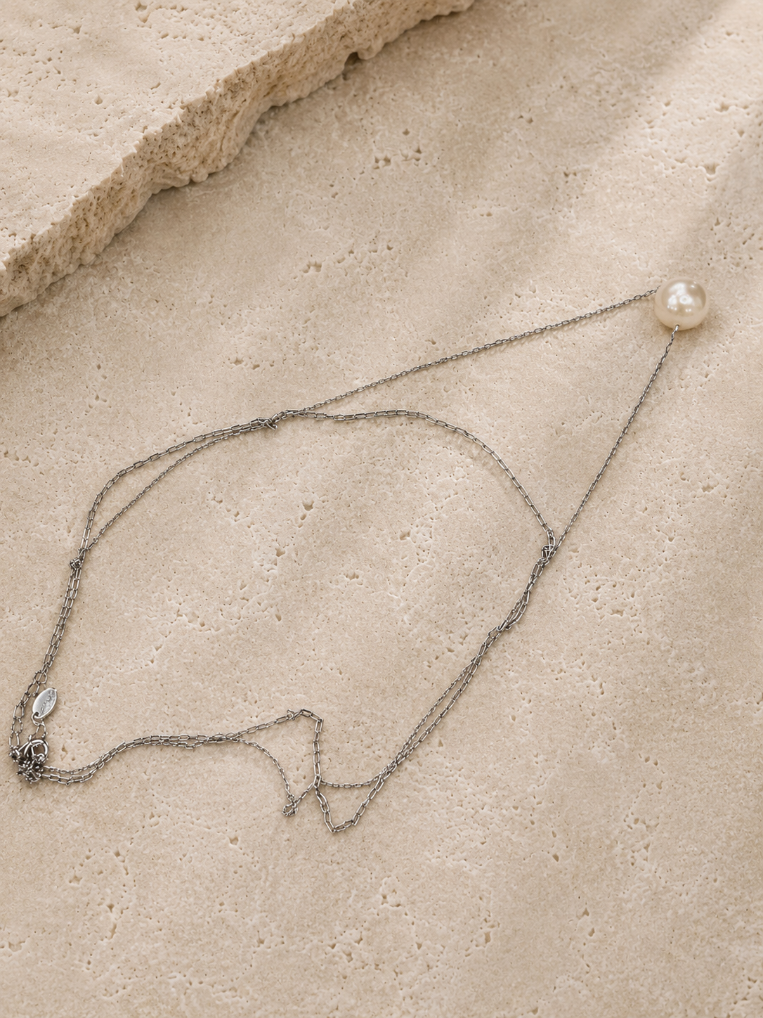 The Isla Layered Silver Pearl Necklace