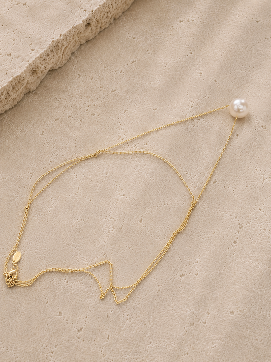 The Isla Layered 14k Gold Plated Pearl Necklace